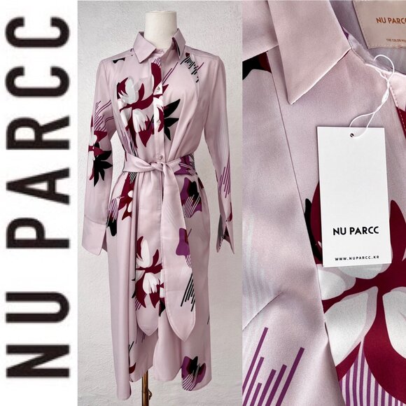 NU PARCC Dresses & Skirts - NWT NU PARCC The Color House Pink Floral Shirt Dress with Pockets Size 6 / Small